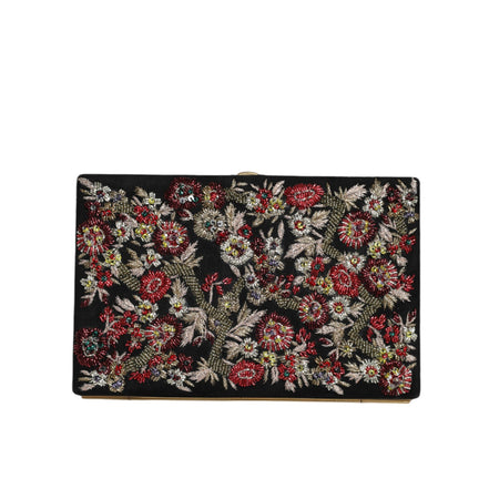 Dolce & Gabbana Borsa da Sera Clutch in Tela Floreale Multicolore con Cornice Dorata