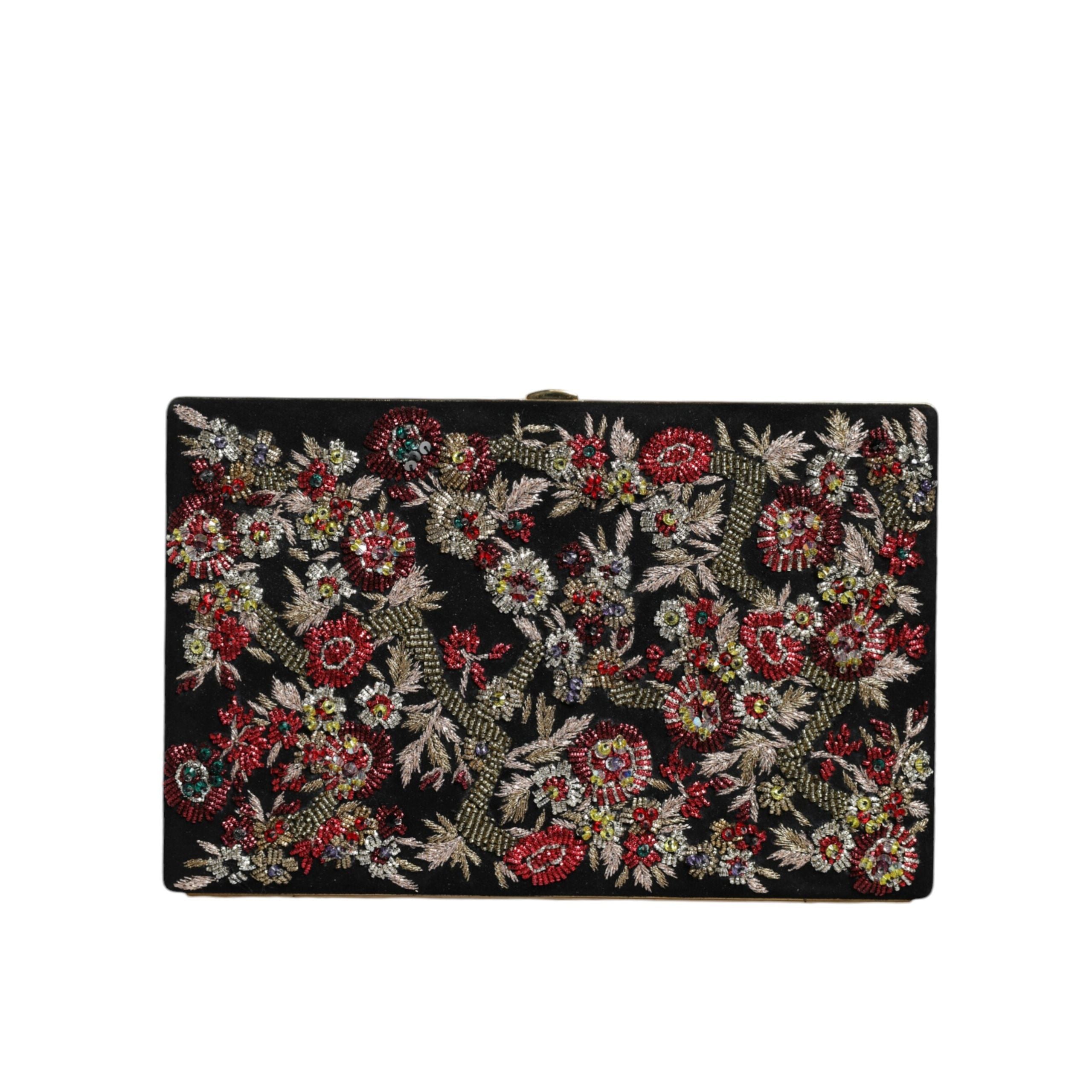 Dolce & Gabbana Borsa da Sera Clutch in Tela Floreale Multicolore con Cornice Dorata