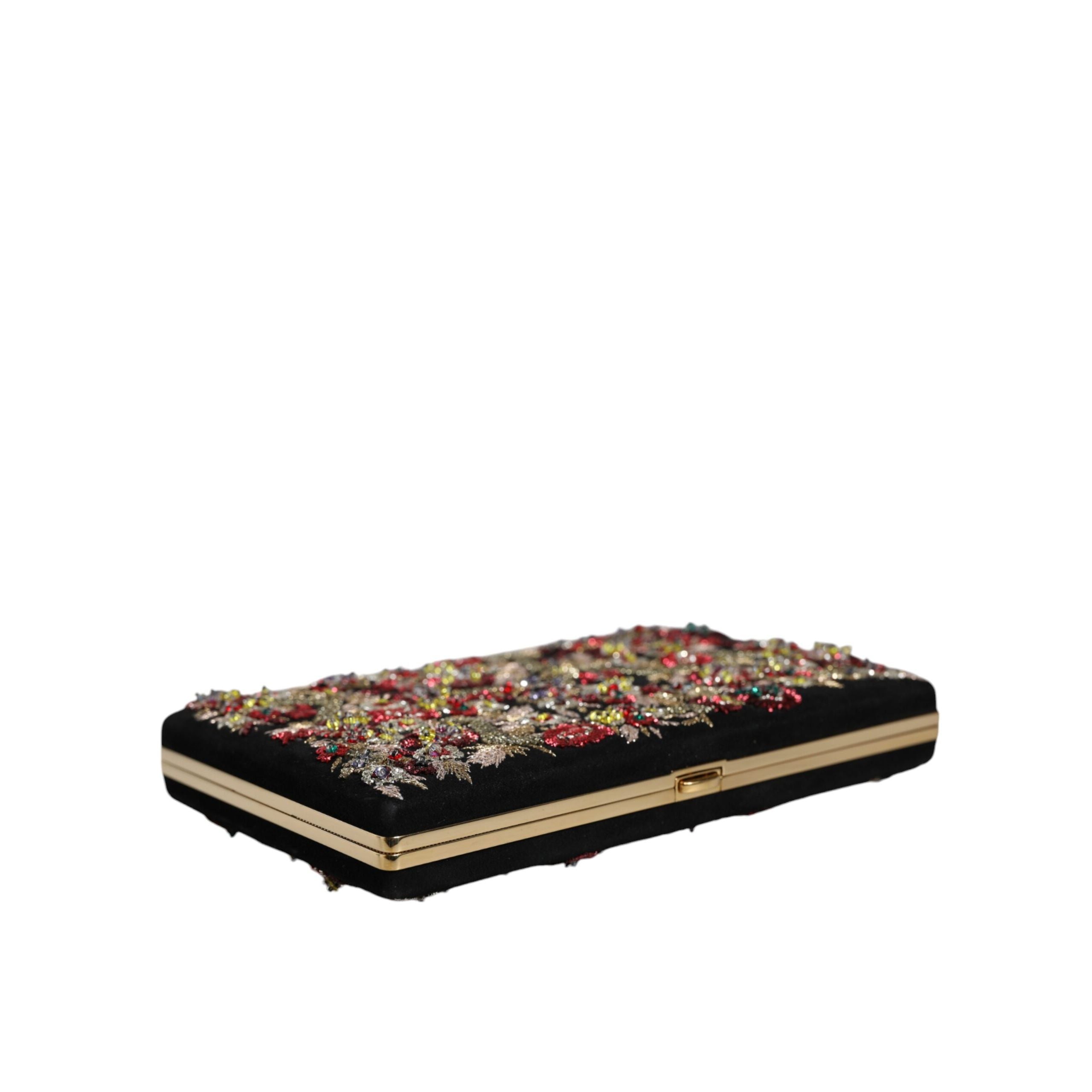 Dolce & Gabbana Borsa da Sera Clutch in Tela Floreale Multicolore con Cornice Dorata