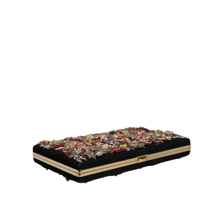 Dolce & Gabbana Borsa da Sera Clutch in Tela Floreale Multicolore con Cornice Dorata