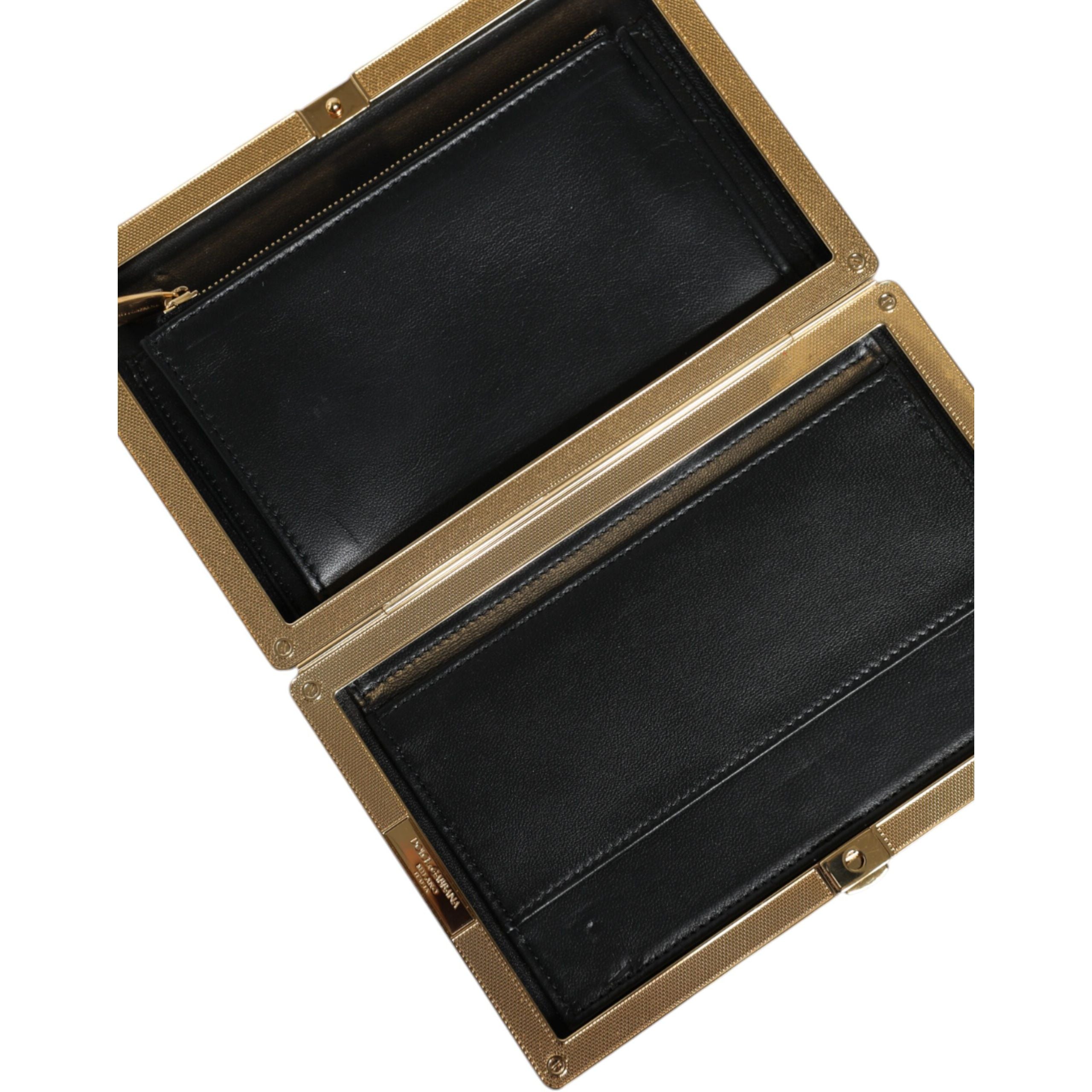 Dolce & Gabbana Borsa da Sera Clutch in Tela Floreale Multicolore con Cornice Dorata