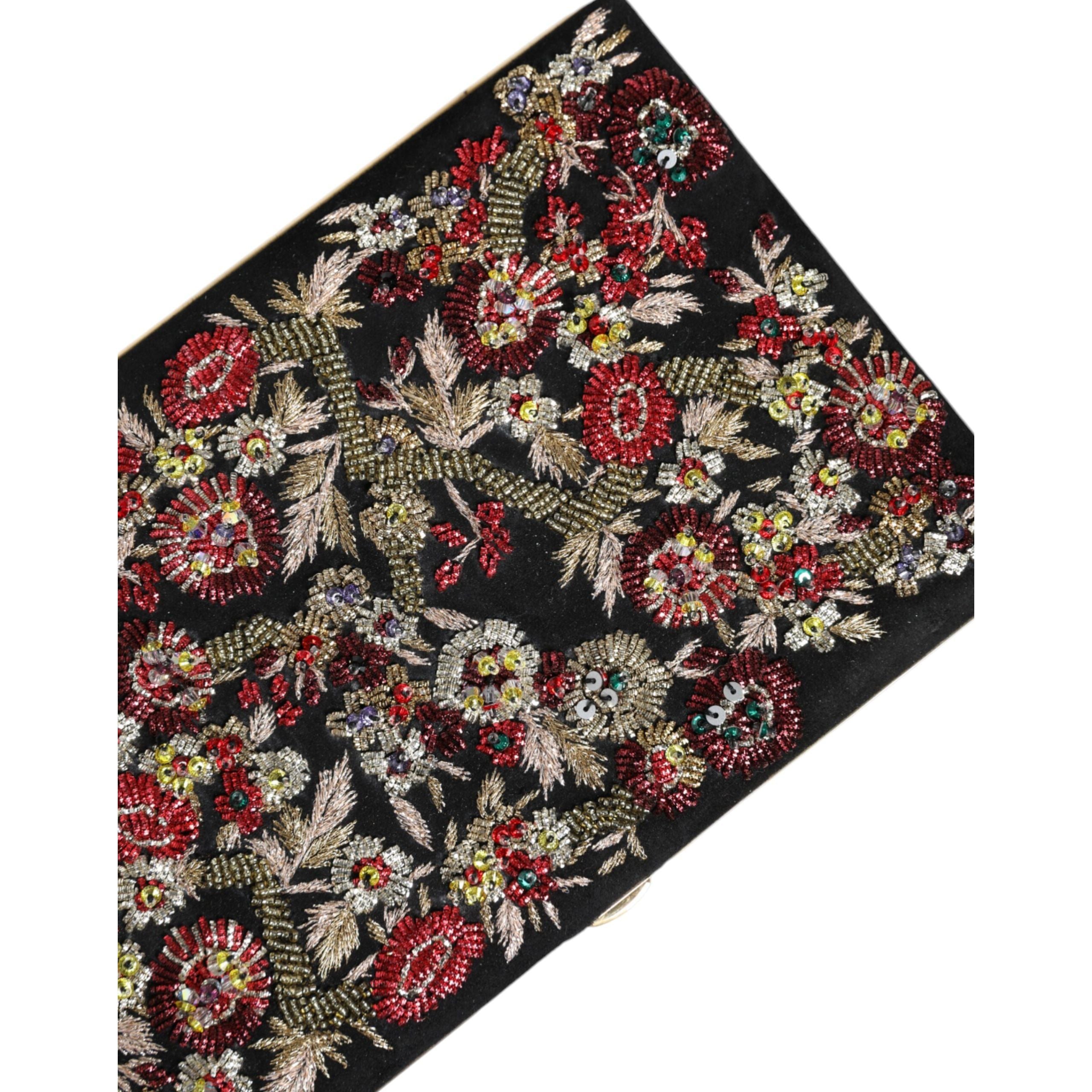 Dolce & Gabbana Borsa da Sera Clutch in Tela Floreale Multicolore con Cornice Dorata