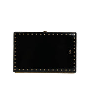 Dolce & Gabbana Borsa da sera a pochette in pelle nera con borchie e struttura dorata
