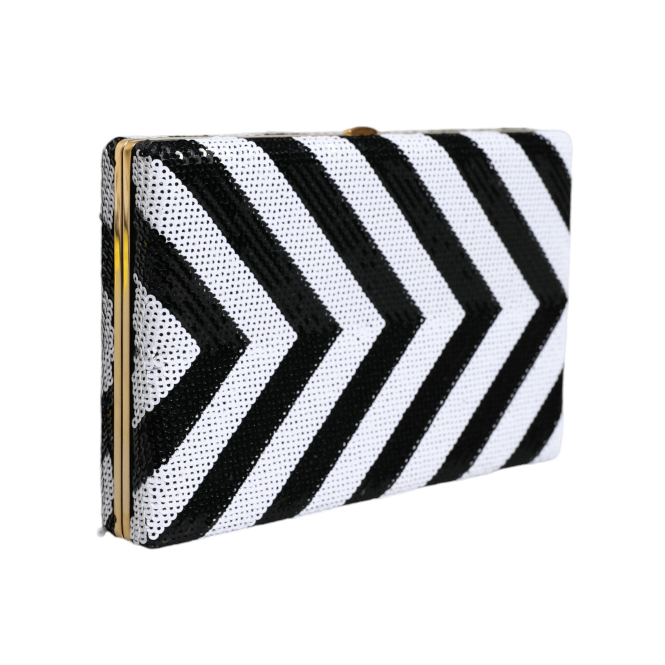Borsa da sera/pochette Dolce & Gabbana con cornice oro, bianca e nera