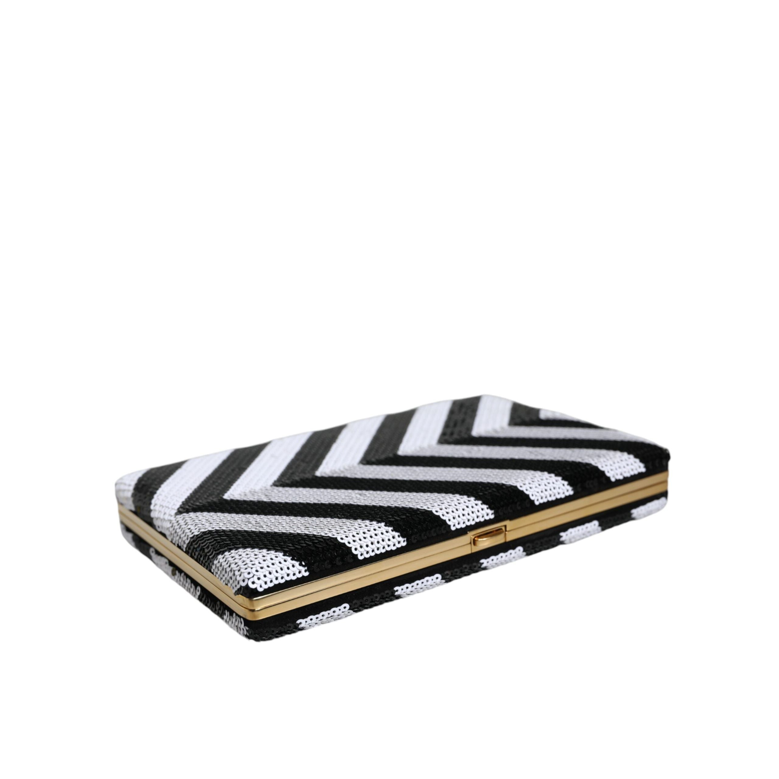 Borsa da sera/pochette Dolce & Gabbana con cornice oro, bianca e nera