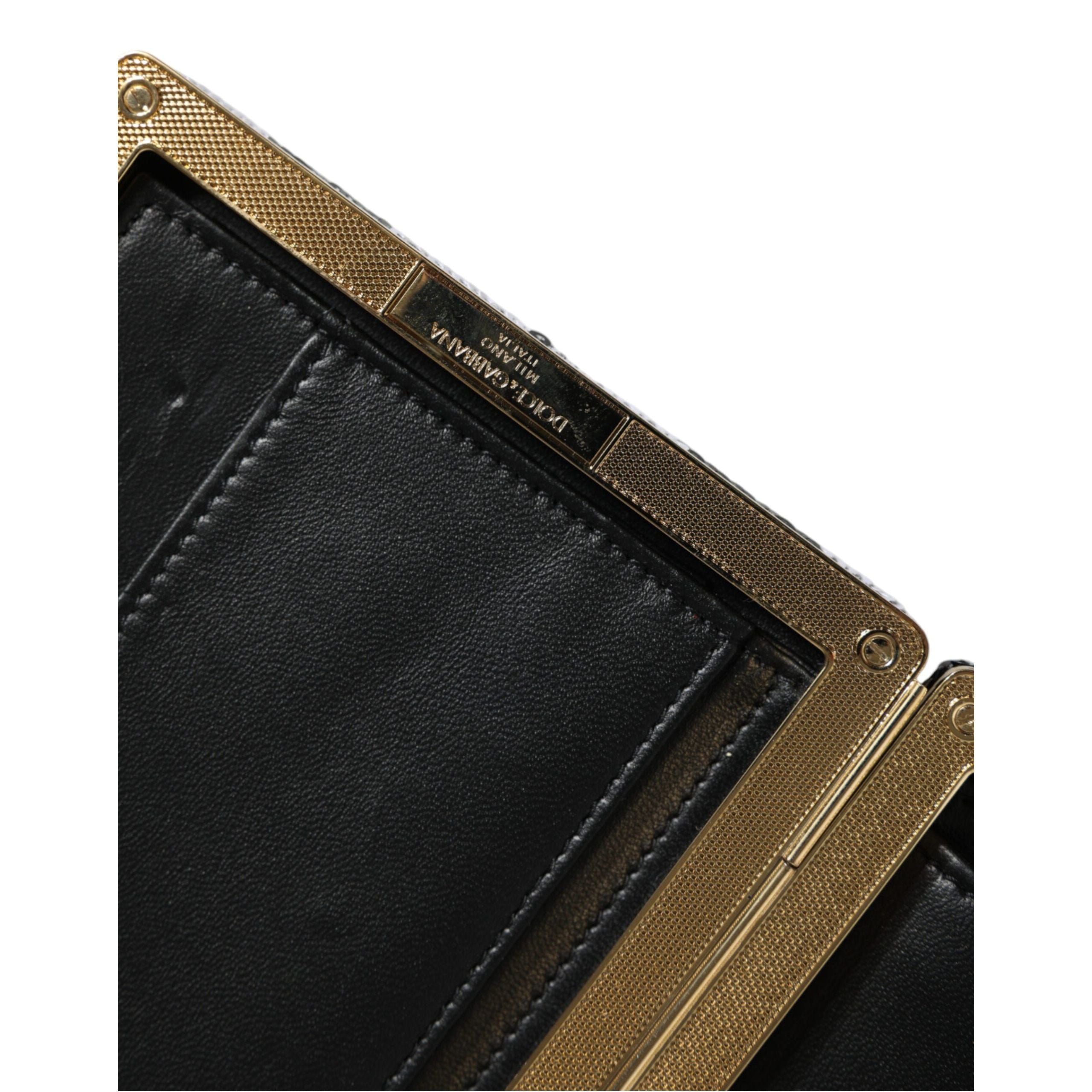 Borsa da sera/pochette Dolce & Gabbana con cornice oro, bianca e nera