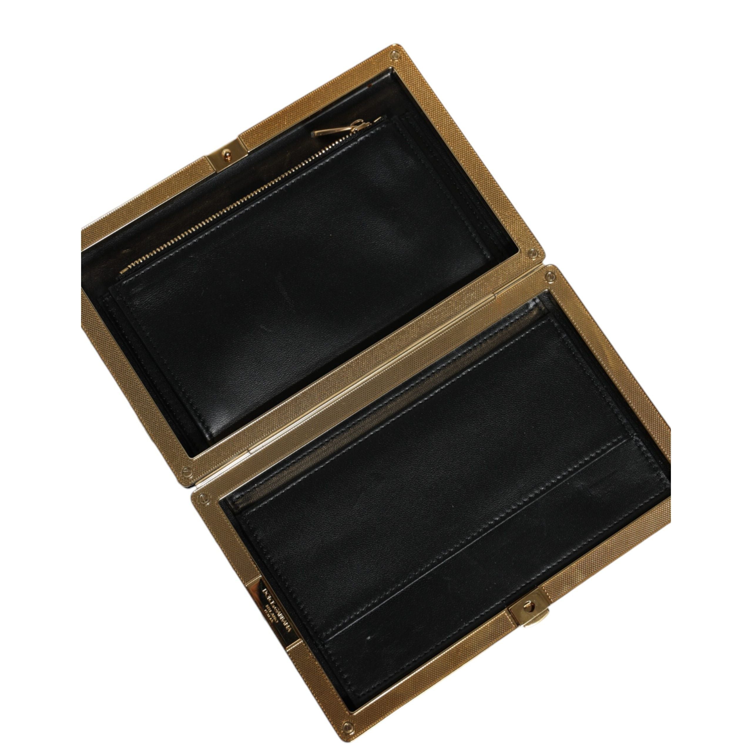 Borsa da sera/pochette Dolce & Gabbana con cornice oro, bianca e nera