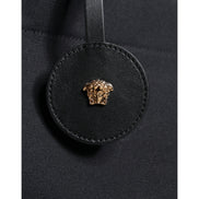 Borsa Tote Tracolla Versace Nera con Manico Superiore in Tela e Pelle con Logo