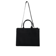 Borsa Tote Tracolla Versace Nera con Manico Superiore in Tela e Pelle con Logo