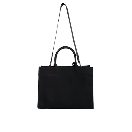 Borsa Tote Tracolla Versace Nera con Manico Superiore in Tela e Pelle con Logo