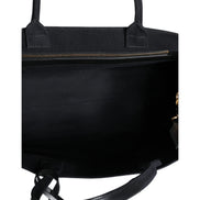 Borsa Tote Tracolla Versace Nera con Manico Superiore in Tela e Pelle con Logo