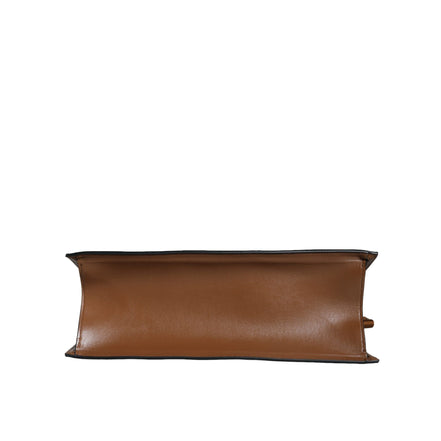 Borsa Tote Versace Marrone a Tracolla con Manico Superiore e Logo Jacquard in Pelle
