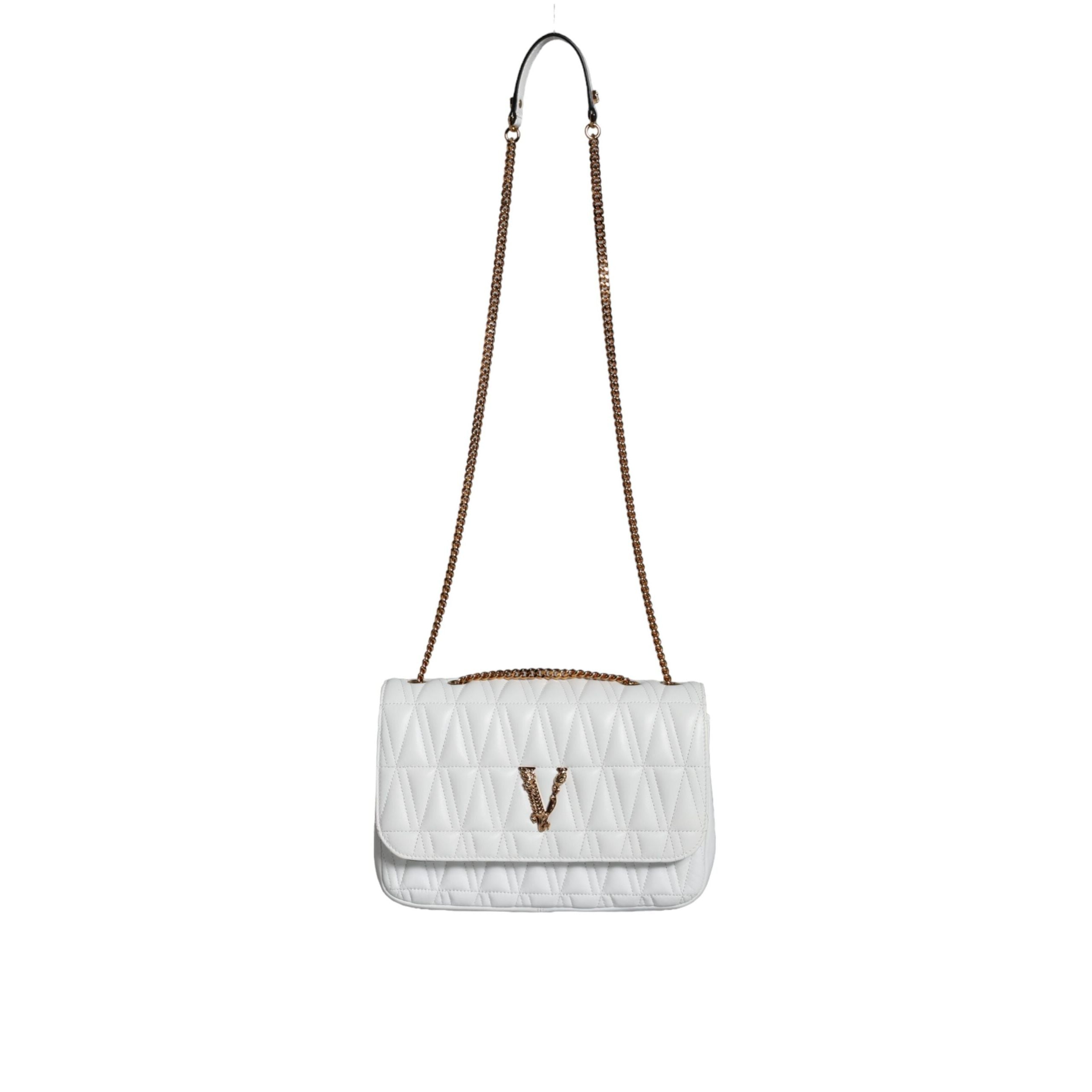 Versace White Mini Nappa Leather Crossbody Shoulder Bag