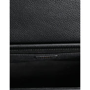 Versace Black Grainy Calf Leather Logo Crossbody Shoulder Bag