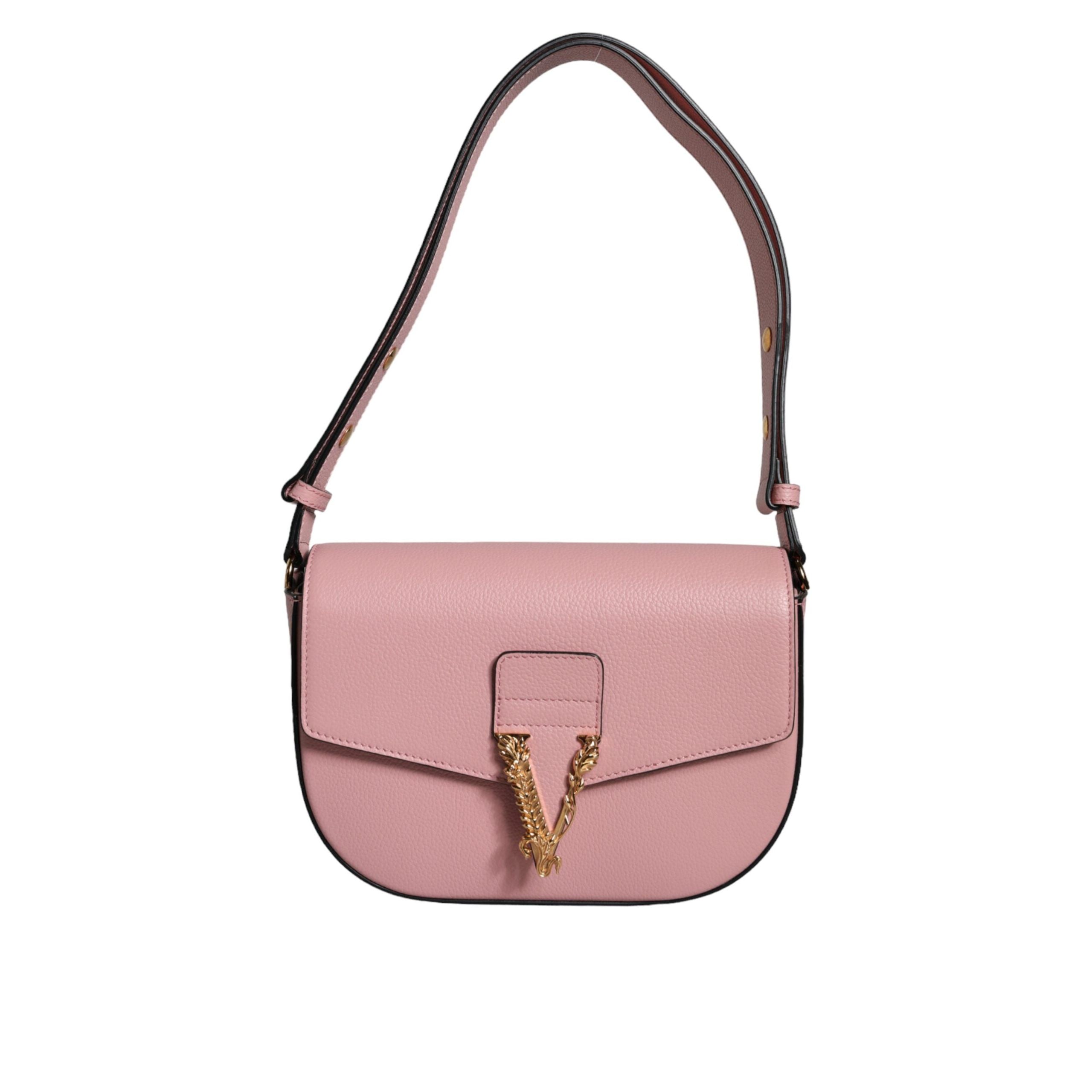 Versace Pink Grainy Logo Crossbody Shoulder Bag
