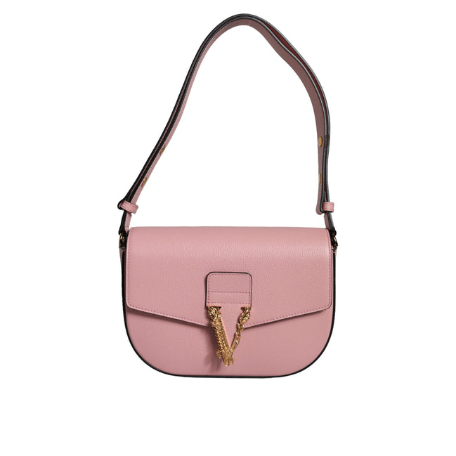 Versace Pink Grainy Logo Crossbody Shoulder Bag