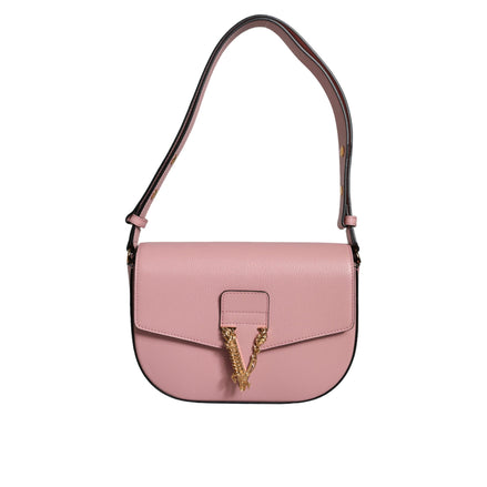 Versace Pink Grainy Logo Crossbody Shoulder Bag