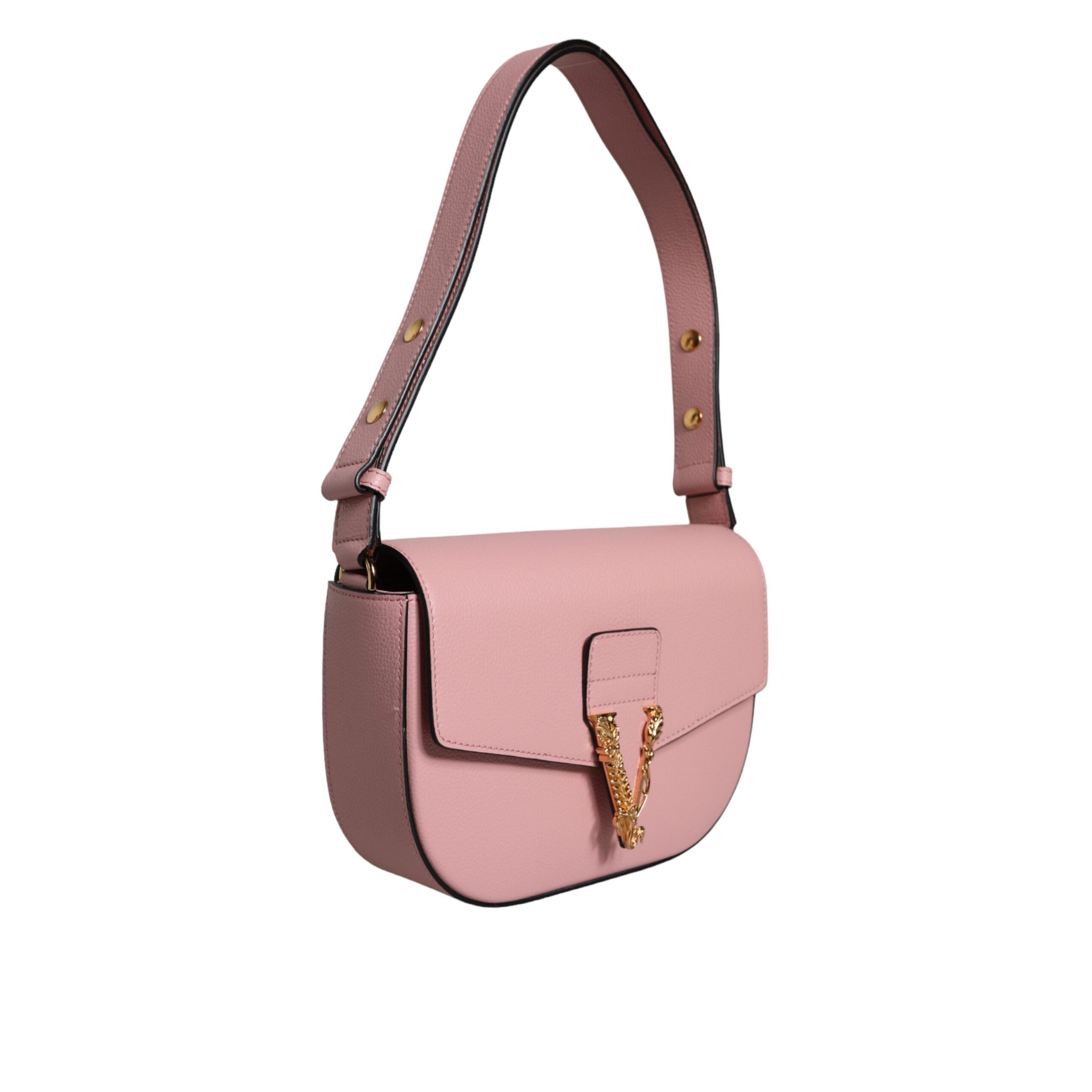 Versace Pink Grainy Logo Crossbody Shoulder Bag