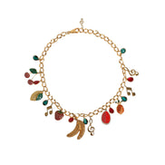 Cintura a catena da vita Dolce & Gabbana in ottone color oro con cristalli decorativi a tema frutta