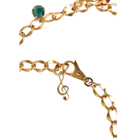 Cintura a catena da vita Dolce & Gabbana in ottone color oro con cristalli decorativi a tema frutta