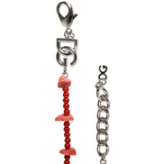 Bracciale a catena Dolce & Gabbana in ottone color argento con perline e logo DG in resina