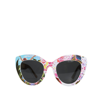 Occhiali da sole Dolce & Gabbana Multicolor in legno, cristallo, ottone con montatura floreale dipinta a mano
