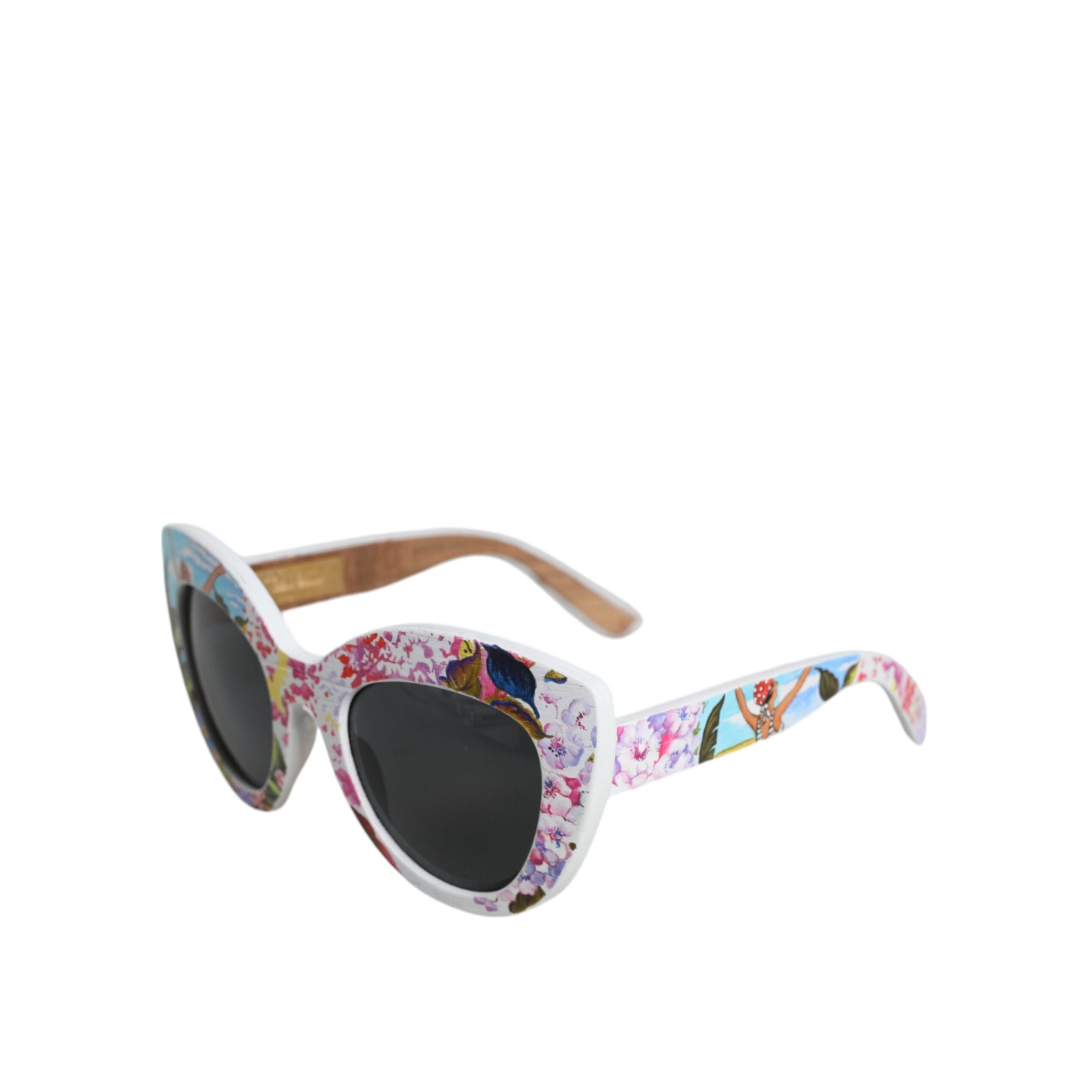 Occhiali da sole Dolce & Gabbana Multicolor in legno, cristallo, ottone con montatura floreale dipinta a mano