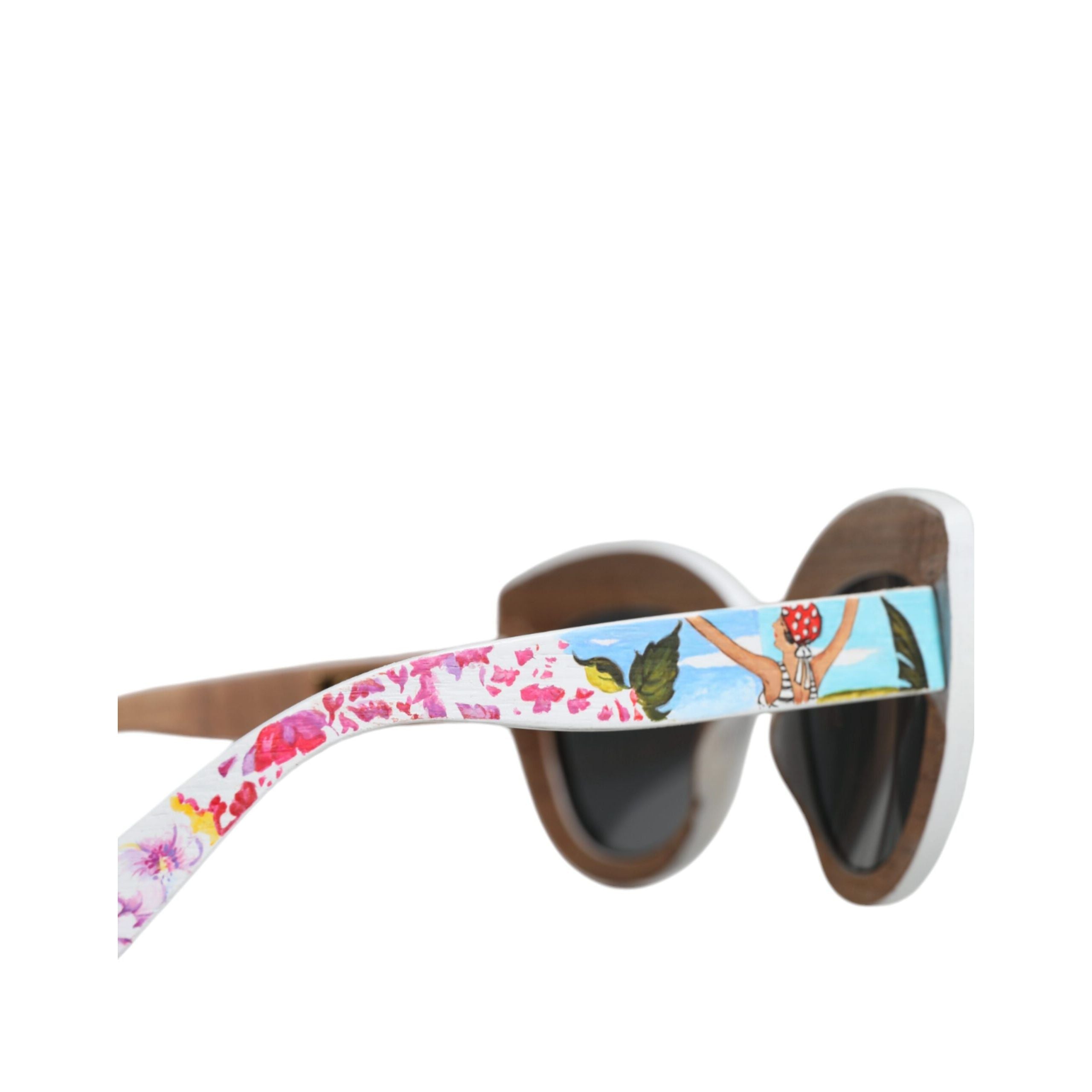 Occhiali da sole Dolce & Gabbana Multicolor in legno, cristallo, ottone con montatura floreale dipinta a mano