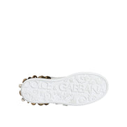 Chaussures Sneakers cloutées en cuir blanc à fleurs Dolce & Gabbana