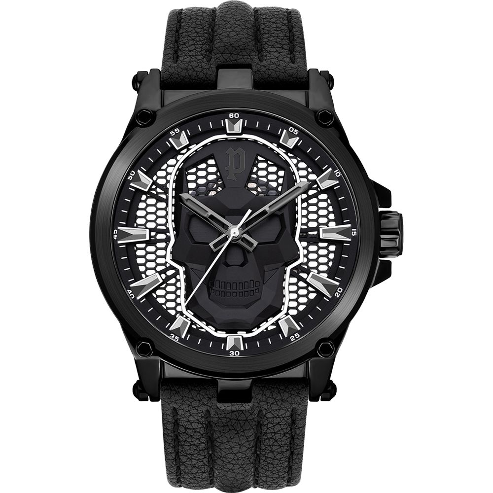 Montre Habillée Police en Cuir Noir
