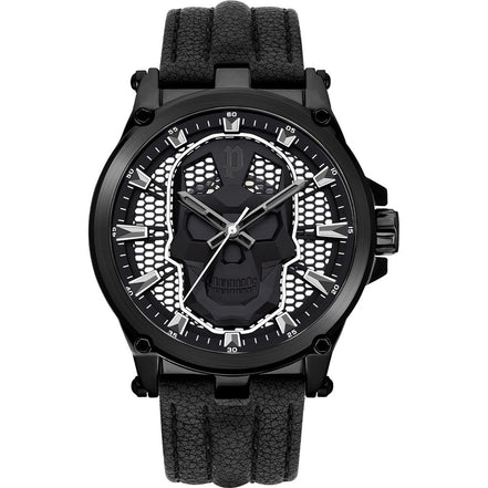 Montre Habillée Police en Cuir Noir