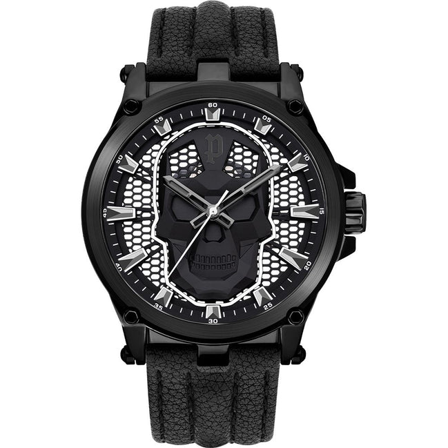 Montre Habillée Police en Cuir Noir