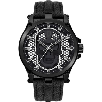 Montre Habillée Police en Cuir Noir