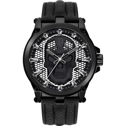 Montre Habillée Police en Cuir Noir