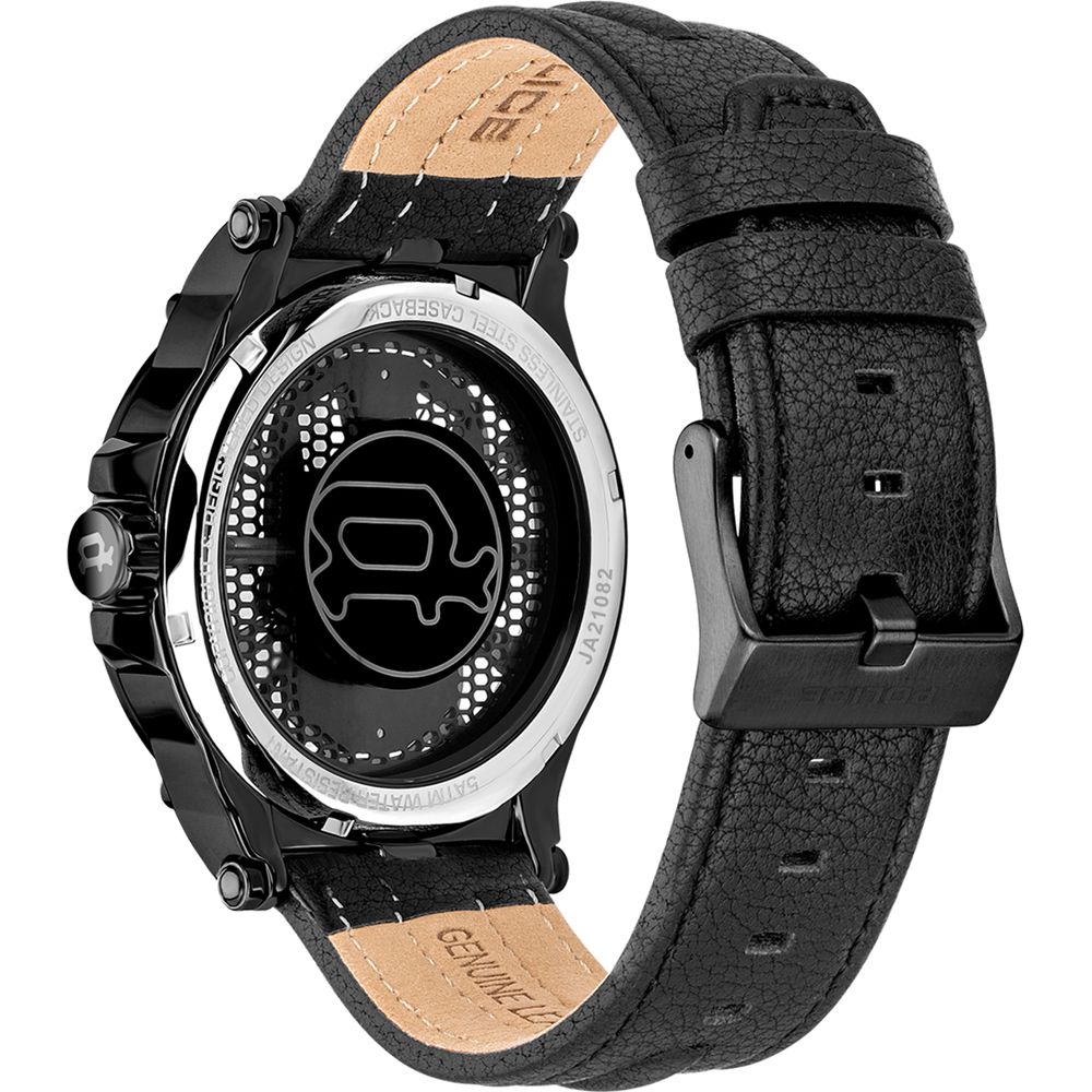Montre Habillée Police en Cuir Noir