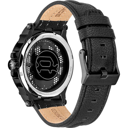 Montre Habillée Police en Cuir Noir