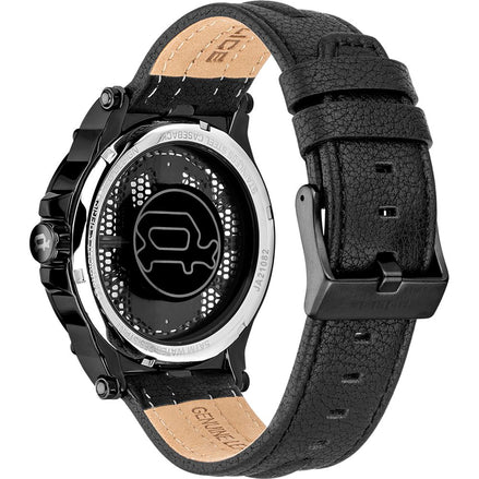 Montre Habillée Police en Cuir Noir
