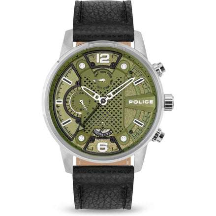 Montre-bracelet Police en cuir noir