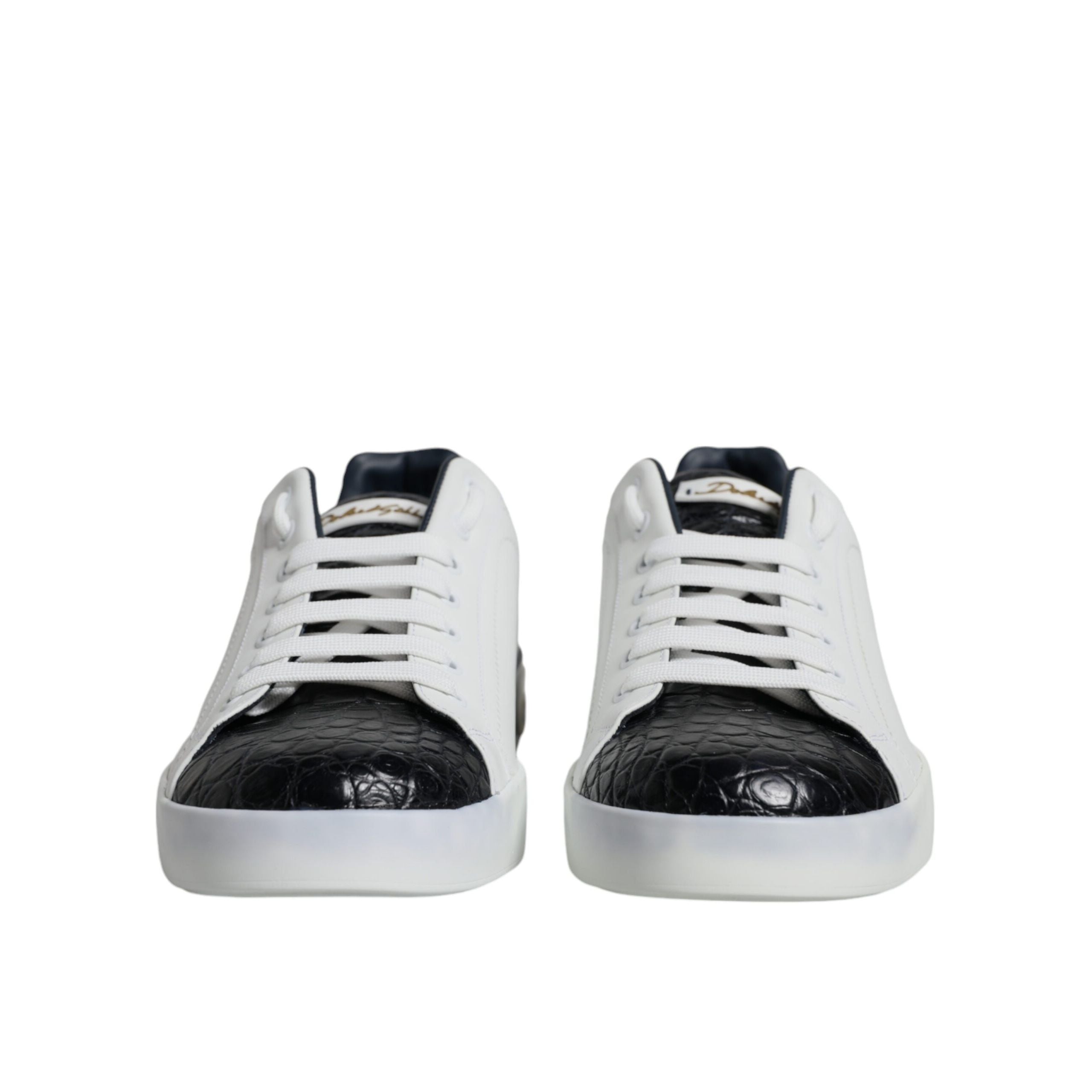 Chaussures Sneakers Portofino en Cuir Blanc avec Logo Dolce & Gabbana