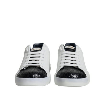 Chaussures Sneakers Portofino en Cuir Blanc avec Logo Dolce & Gabbana
