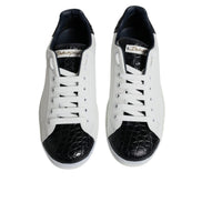Chaussures Sneakers Portofino en Cuir Blanc avec Logo Dolce & Gabbana
