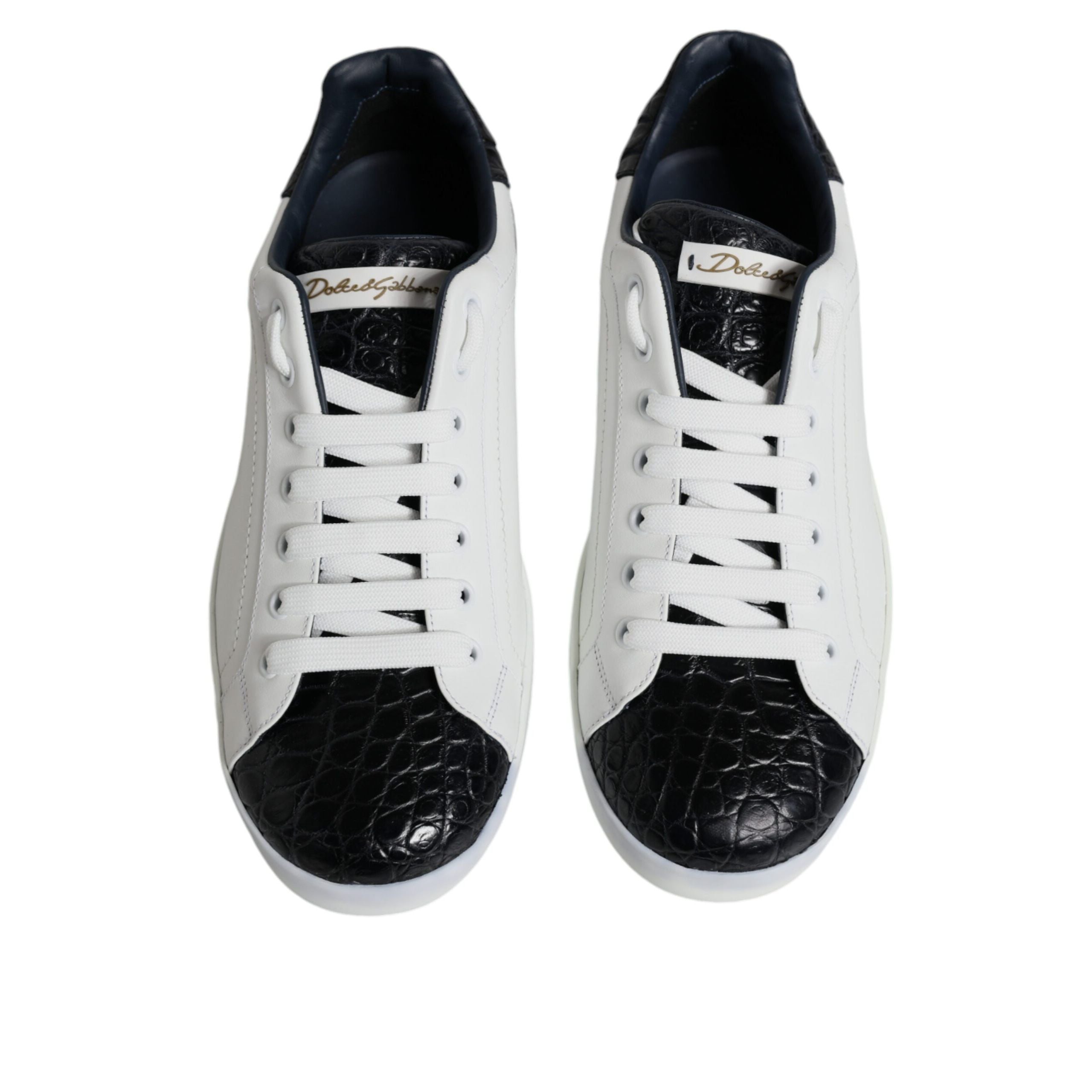 Chaussures Sneakers Portofino en Cuir Blanc avec Logo Dolce & Gabbana