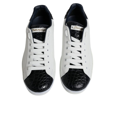 Chaussures Sneakers Portofino en Cuir Blanc avec Logo Dolce & Gabbana
