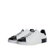 Chaussures Sneakers Portofino en Cuir Blanc avec Logo Dolce & Gabbana