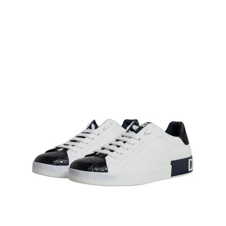 Chaussures Sneakers Portofino en Cuir Blanc avec Logo Dolce & Gabbana