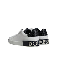 Chaussures Sneakers Portofino en Cuir Blanc avec Logo Dolce & Gabbana
