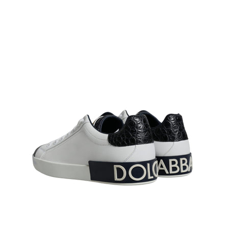 Chaussures Sneakers Portofino en Cuir Blanc avec Logo Dolce & Gabbana