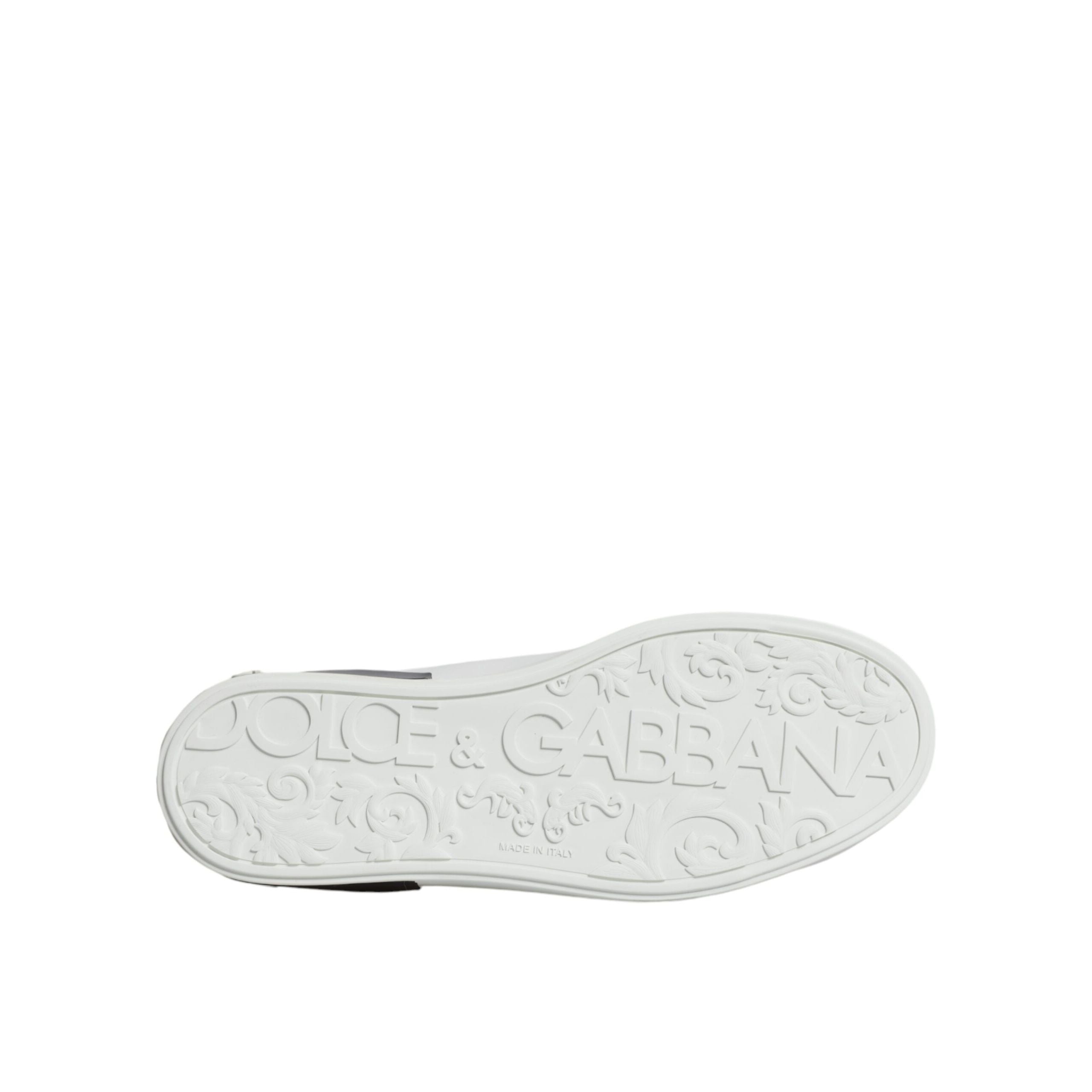 Chaussures Sneakers Portofino en Cuir Blanc avec Logo Dolce & Gabbana