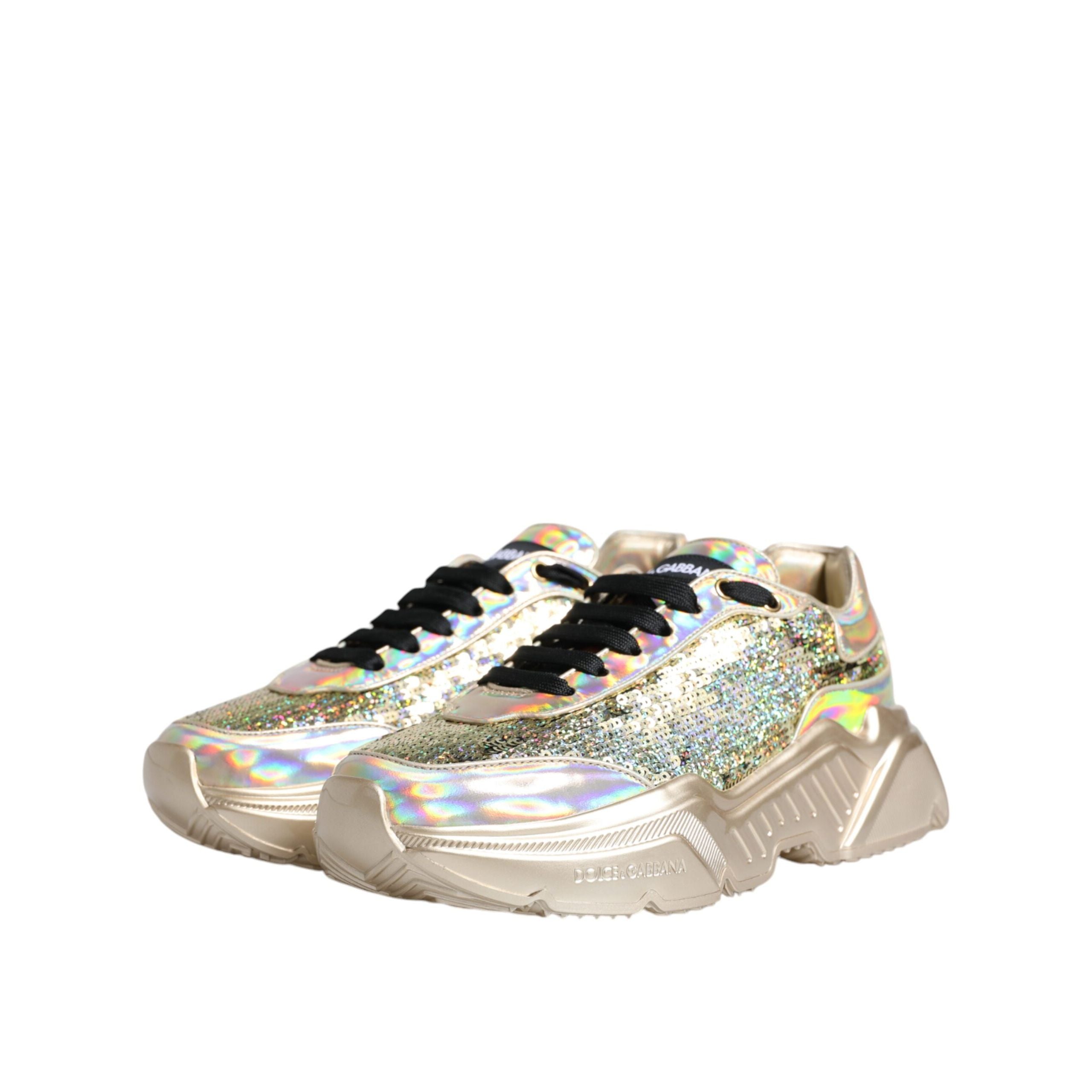 Chaussures Baskets Daymaster Irisées à Paillettes Dorées Dolce & Gabbana