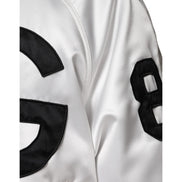 Dolce & Gabbana White Logo Full Zip Bomber Jacket